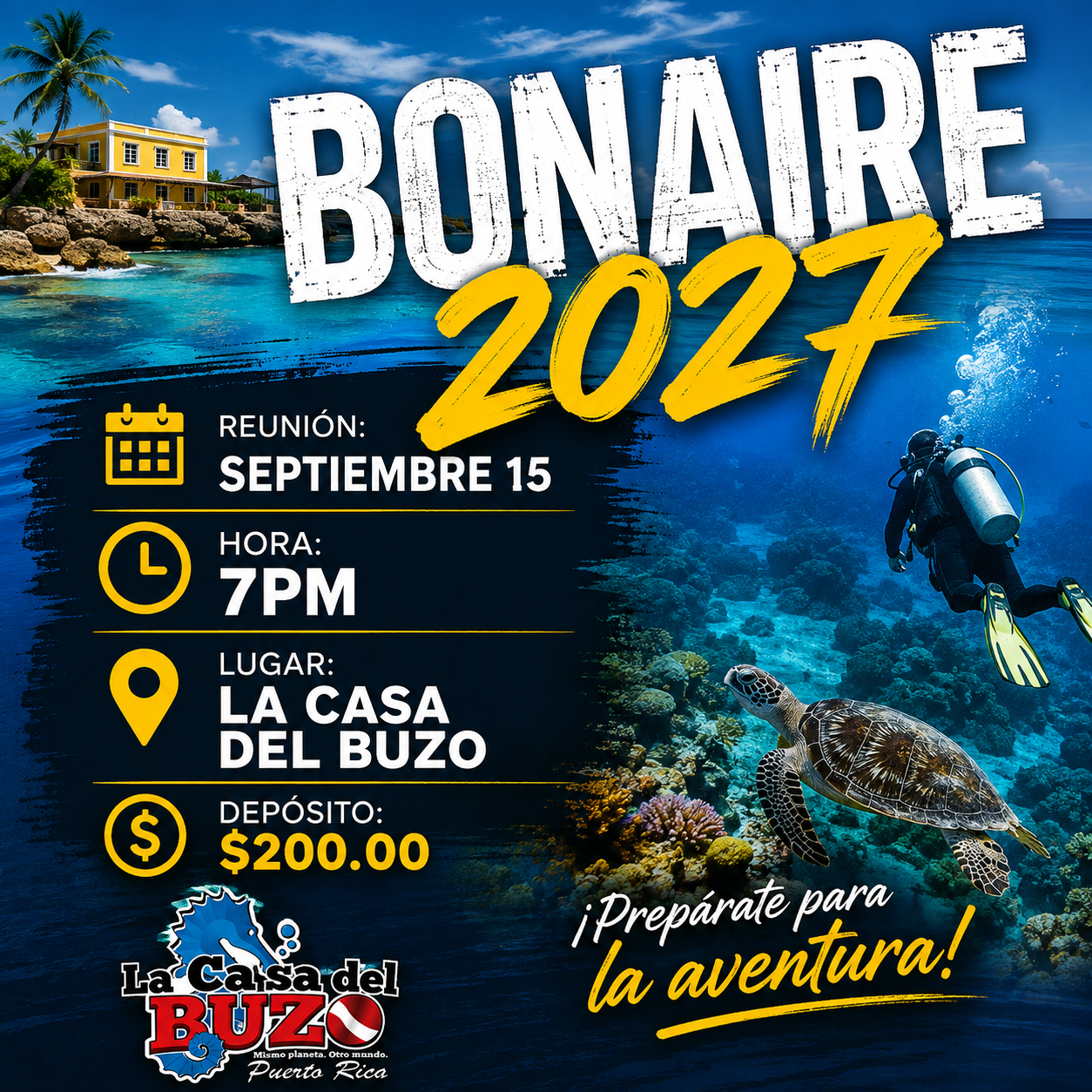 Reservación Viaje Bonaire 2027